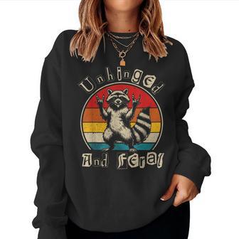 Unhinged And Feral Raccoon Cute Feral Girl Racoon Lover Women Sweatshirt - Thegiftio UK