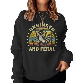 Unhinged And Feral Raccoon Cute Feral Girl Racoon Lover Women Sweatshirt - Thegiftio UK