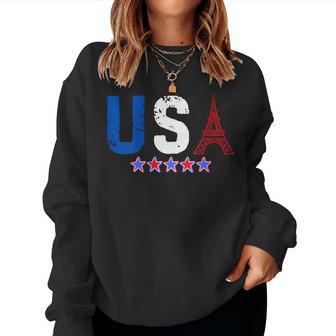 Usa Eiffel Tower Team Souvenir 2024 France Paris Holiday Women Sweatshirt - Thegiftio UK