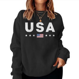 Usa T Patriotic American Flag July 4Th Women Sweatshirt - Thegiftio UK