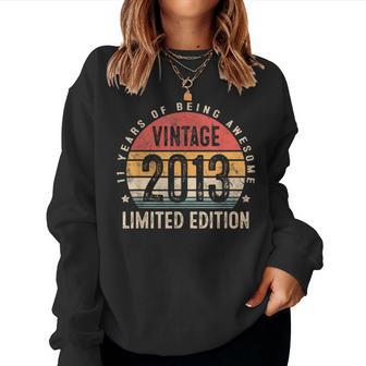 Vintage 2013 11 Birthday Decoration Boys Girls 11Th Birthday Women Sweatshirt - Thegiftio UK