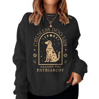 Vintage Childless Dog Lady Against Patriarchy Feminist Dog Women Sweatshirt - Thegiftio UK