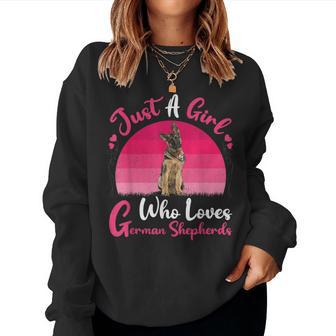 Vintage Dog Lover Just A Girl Who Loves German Shepherds Women Sweatshirt - Thegiftio UK