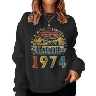 Vintage November 1974 50 Years Old 50Th Birthday Women Women Sweatshirt - Thegiftio UK