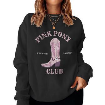 Vintage Pink Cowgirl Boots Pony Girls Club Keep On Dancing Women Sweatshirt - Thegiftio UK