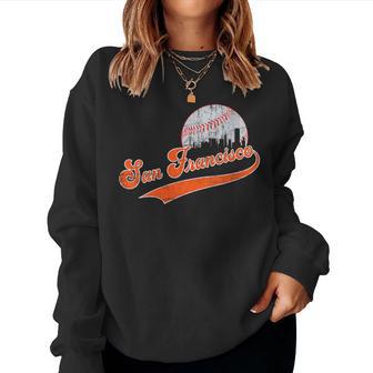 Vintage San Francisco Skyline Game Day Retro Baseball Women Sweatshirt - Thegiftio UK