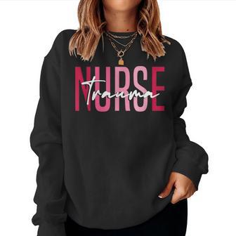 Vintage Trauma Nurse Er Trauma Icu Nurse Emergency Trauma Women Sweatshirt - Thegiftio UK