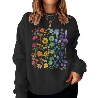 Vintage Wildflower Lgbtq Floral Rainbow Flower Pride Lgbt Women Sweatshirt - Monsterry DE