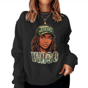 Virgo Black Woman Birthday Camo Hat Locs Women Sweatshirt - Thegiftio UK