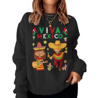 Viva Mexico Boy Girl Maracas Guitar Mexican Independence Kid Women Sweatshirt - Thegiftio UK