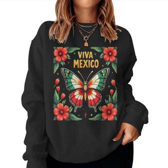 Viva Mexico Mexican Independence Day Butterfly Mexico Women Sweatshirt - Thegiftio UK