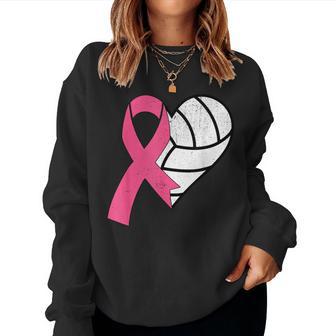 Volleyball Breast Cancer Awareness Month Pink Ribbon Women Women Sweatshirt - Thegiftio UK