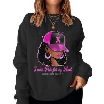 I Wear Pink For My Aunt Breast Cancer Awareness Afro Girl Women Sweatshirt - Thegiftio UK