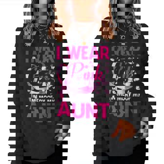 I Wear Pink In Memory Of My Aunt Butterfly Breast Cancer Women Sweatshirt | Seseable CA