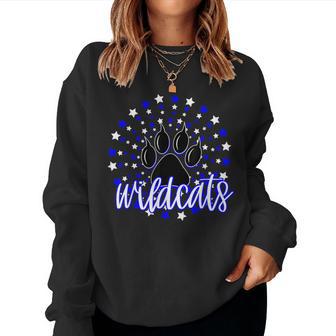 Wildcats School Spirit Blue Wildcat Pride Elementary Teacher Women Sweatshirt - Thegiftio UK