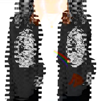 Witch Rainbow Full Moon Gay Lesbian Lgbt Halloween Costume Women Sweatshirt - Monsterry