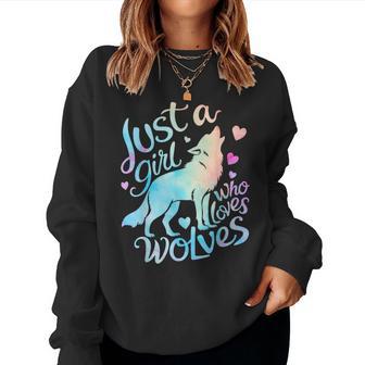 Wolf Lover Just A Girl Who Loves Wolves Women Sweatshirt - Thegiftio UK