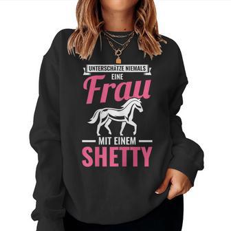 Women's Frau Mit Einem Shetland Pony Rider Sweatshirt Frauen - Geschenkecke