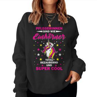 Women's Nursing Unicorn Care Altenpfleger Slogan Sweatshirt Frauen - Geschenkecke