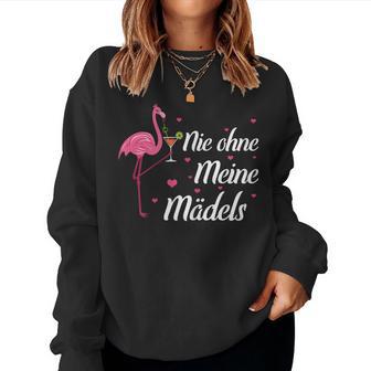 Women's Wine Sparkling Wine Prosecco Saufen Flamingo Nie Ohne Meine Girls Sweatshirt Frauen - Geschenkecke