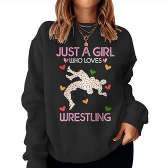 Wrestling Lover Just A Girl Who Loves Wrestling Women Sweatshirt - Thegiftio UK