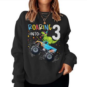 Youth 3Rd Birthday T Rex Dinosaur Monster Truck Boys And Girls Women Sweatshirt - Thegiftio UK