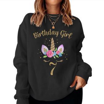 Youth 7 Year Old Birthday Girl Unicorn 7Th Birthday Outfit Women Sweatshirt - Thegiftio UK