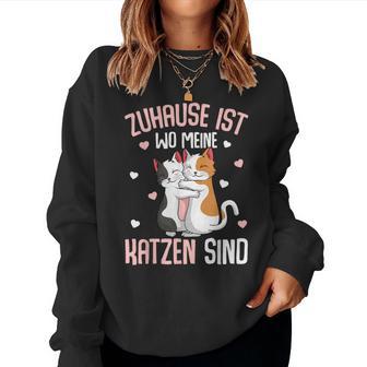 Zuhause Ist Wo Meine Katzen Sind Katze Girl's Women's Sweatshirt Frauen - Geschenkecke