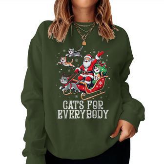 Cats For Everybody Christmas Cat Xmas Santa Women Sweatshirt - Thegiftio UK