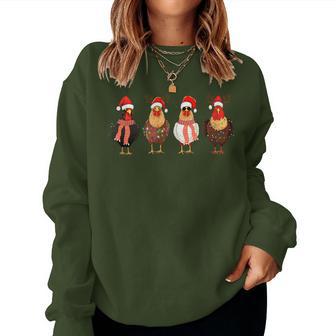 Chicken Christmas Chickens Santa Claus Xmas Women Sweatshirt Frauen - Geschenkecke