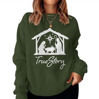 Christian Religious Christmas Nativity Scene True Story Women Sweatshirt - Thegiftio UK