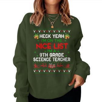 Christmas 9Th Grade Science Teacher Reindeer Ugly Sweater Women Sweatshirt - Thegiftio UK