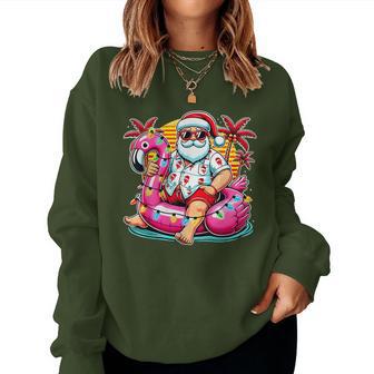 Christmas In July Santa Flamingo Float Summer Xmas Women Sweatshirt - Thegiftio UK
