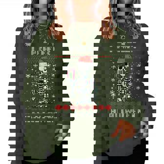 Christmas Skeleton I Prefer Halloween Ugly Xmas Women Women Sweatshirt - Monsterry