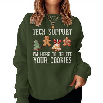 Christmas Tech Support Here To Delete Cookies Xmas Women Women Sweatshirt - Thegiftio UK