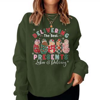 Delivering The Best Presents Labor Delivery Nurse Christmas Women Sweatshirt - Thegiftio UK