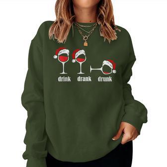 Drink Drank Drunk Wine Glasses Wine Lover Christmas Sweatshirt Frauen - Geschenkecke