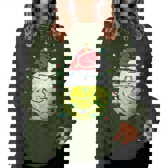 Christmas Tennis Ball Santa Hat Xmas Lights Womens Women Sweatshirt - Monsterry