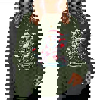 Santa Playing Ice Hockey Lovers Boys Girls Christmas Women Sweatshirt | Seseable UK