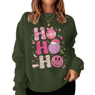 Groovy Leopard Disco Christmas Xmas Santa Girls Women Sweatshirt - Thegiftio UK