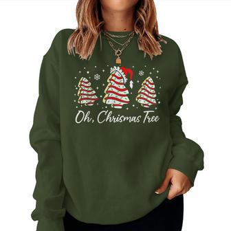 Groovy Oh Christmas Tree Cakes Debbie Becky Jen Cake Lovers Women Sweatshirt - Thegiftio UK
