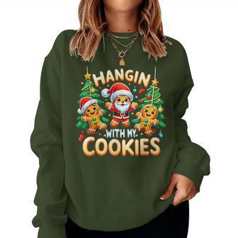 Hangin With My Cookies Gingerbread Christmas Teacher Women Sweatshirt - Thegiftio UK