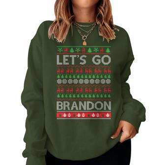 Let's Go With Brandon Ugly Sweater Christmas Sarcastic Women Sweatshirt - Thegiftio UK