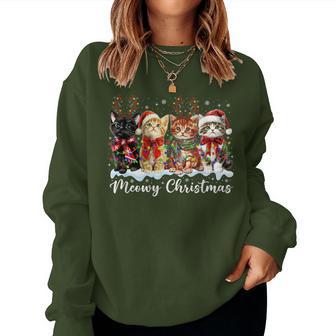 Meowy Catmas Cat Christmas Reindeer Xmas Family Women Women Sweatshirt - Thegiftio UK