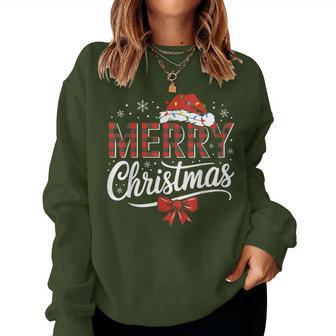 Merry Christmas Lights Santa Hat Xmas Family Women Sweatshirt - Thegiftio UK