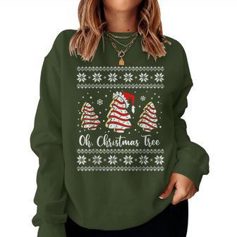 Oh Christmas Tree Cakes Debbie Becky Jen Cake Lovers Groovy Women Sweatshirt - Thegiftio UK