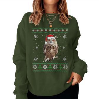 Santa Owl Ugly Sweater Animals Christmas Pajama Women Sweatshirt - Thegiftio UK