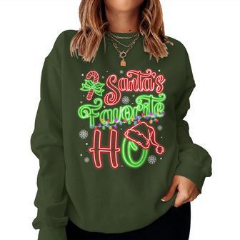 Santas Favorite Ho Christmas Bright Pajamas Women Sweatshirt - Thegiftio UK