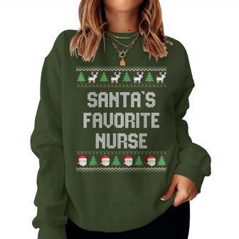 Santa's Favorite Nurse Ugly Christmas Sweater Women Sweatshirt - Thegiftio UK