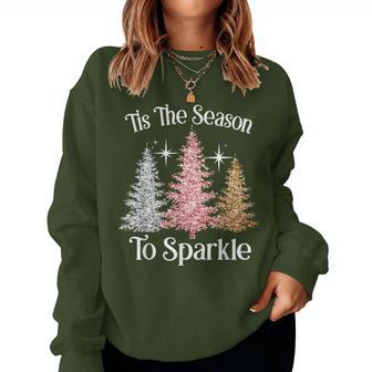Tis The Season To Sparkle Cute Pink Christmas Tree Womens Women Sweatshirt - Thegiftio UK